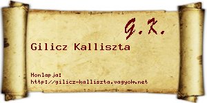 Gilicz Kalliszta névjegykártya